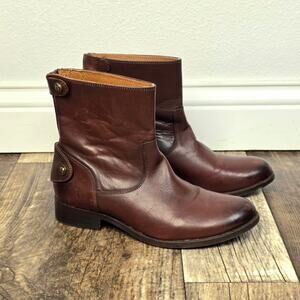 FRYE Womens Melissa Leather Button Zip Short Brown Boots Western Size 6